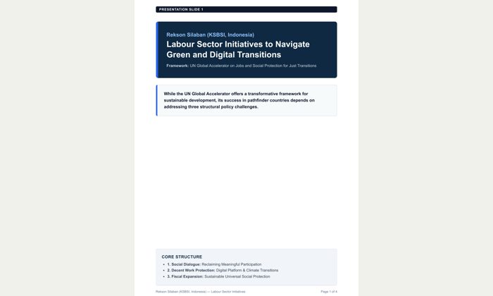 Cover of Labour Sector Initiatives to Navigate Green and Digital Transitions